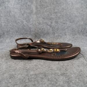 Montego Bay Club Shoes Womens 7.5 Sandals Fashion Flats Thong Ankle Buckle Strap